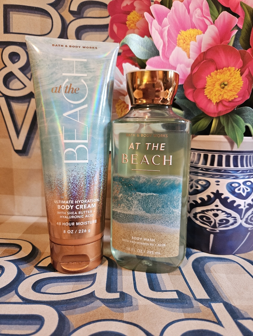 NWT Bath & Body Works At The Beach Bodycare Set - Blue & White